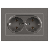 Розетка Intro Accent 6-205-09 двойная с заземлением двойная 2X2P+E Schuko 16А-250В IP20 СУ AL/CU тит - СКЛАД13.РФ