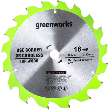 Диск пильный по дереву для циркулярной пилы Greenworks 165*1.6*20 мм 18T - СКЛАД13.РФ