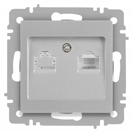 Розетка Intro Accent 6-303-03 информационная RJ45 IP20 СУ алюминий - СКЛАД13.РФ