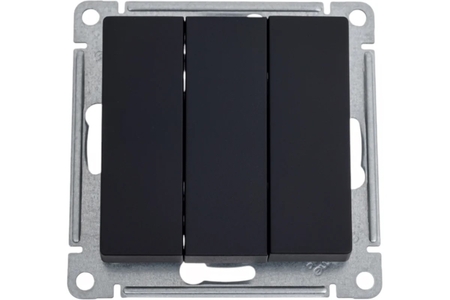 Выключатель 3-клавишный Atlas Design, сх.1+1+1, 10АХ, механизм, карбон, Systeme Electric - СКЛАД13.РФ