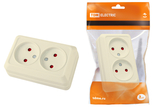Розетка двойная 2П открытой установки с з/ш IP20 10А слоновая кость 