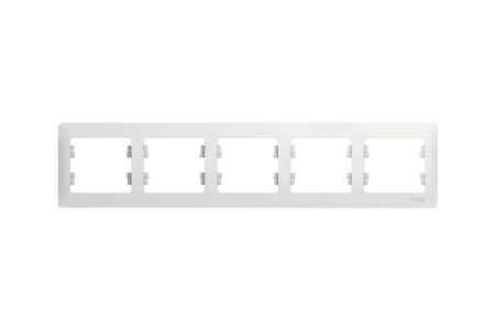 Рамка 5-постовая горизонтальная Glossa белый Systeme Electric (Schneider Electric) - СКЛАД13.РФ