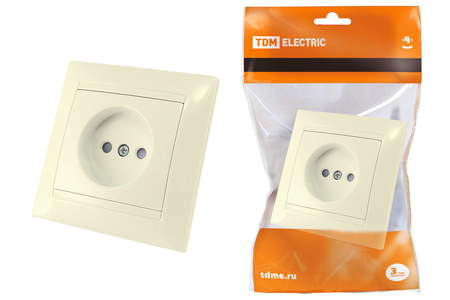 Розетка 2П 10А 250В с защитной шторкой слоновая кость 