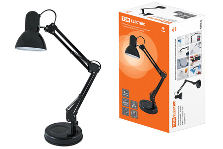 Светильник настольный на основании 2 колена 60Вт, E27 черный TDM - СКЛАД13.РФ