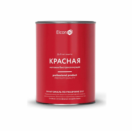 Грунт-эмаль по ржавчине 3в1 Elcon Красный матовый 0,8кг - СКЛАД13.РФ