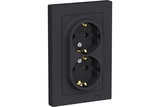 Розетка двойная с заземлением Atlas Design, 16А, в сборе, карбон, Systeme Electric - СКЛАД13.РФ
