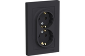 Розетка двойная с заземлением Atlas Design, 16А, в сборе, карбон, Systeme Electric - СКЛАД13.РФ
