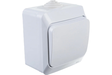 Переключатель 1-клавишный 10А IP44 белый ЭТЮД BA10-046b - СКЛАД13.РФ